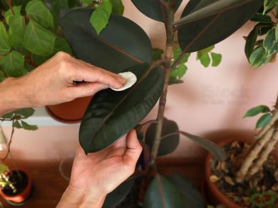 remove dust from housplants