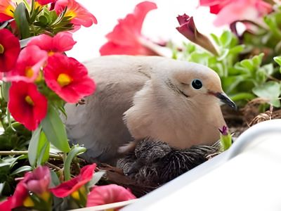 bird nesting on the porch