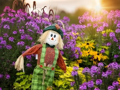 scarecrows in garden to keep squirrels away from your plants